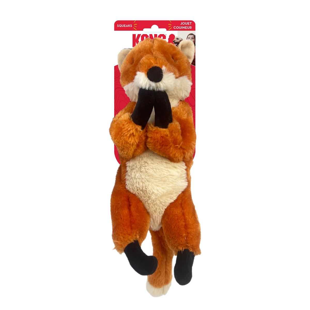 KONG Wild Low Stuff Creatures Fox Dog Toy - Serving 5 Locations