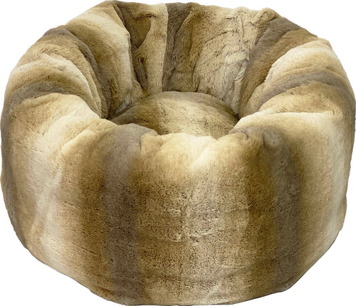ETH FAUX FUR ROUND BED BROWN 19 INCH