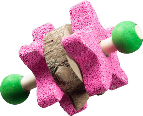 NIBBLES PUMICE STAR DUMBBELL W/WOODEN BLOCKS CHEW