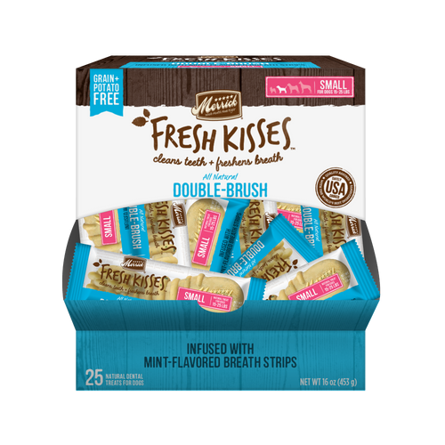 Merrick Fresh Kisses Grain Free Mint Breath Strips Small Dog Treat Box