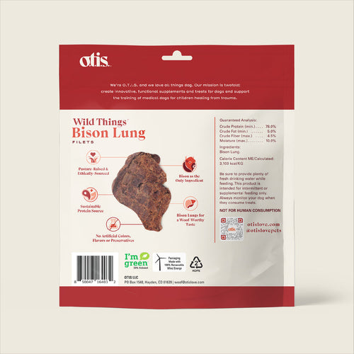 Otis WILD THINGS  Bison Lung  Filets Dog Treats