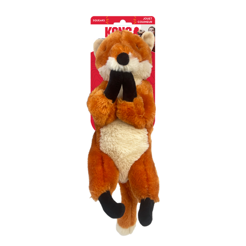 KONG Wild Knots Fox Dog Toy – Squeaky Plush With Rope, Small/Medium, Brown