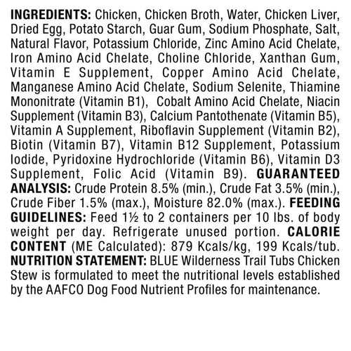 Blue Buffalo Wilderness Trail Tubs Grain Free Chicken Stew Dog Food Tray