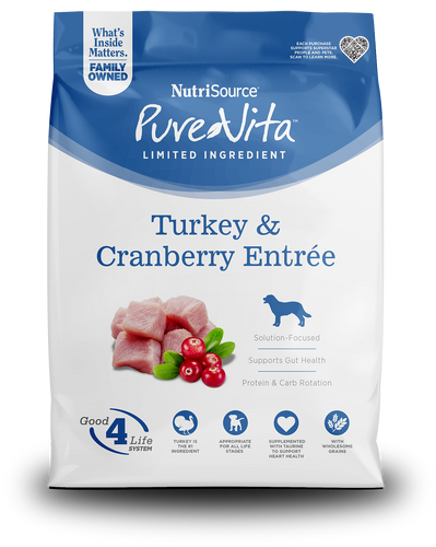 NutriSource® Pure Vita™ Turkey & Cranberry Entrée Limited Ingredient Dog Food