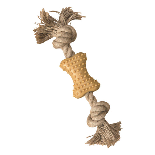 Ethical Pet SPOT Love The Earth Natural Rubber Bone with Rope Dog Toy