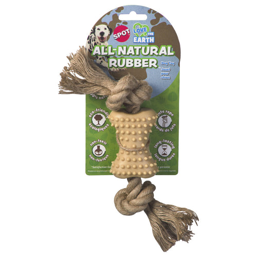 Ethical Pet SPOT Love The Earth Natural Rubber Bone with Rope Dog Toy