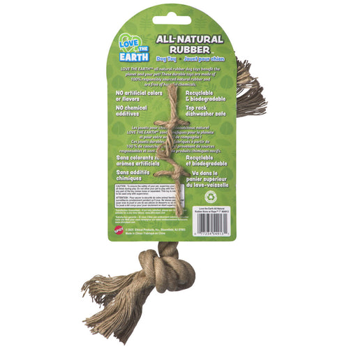 Ethical Pet SPOT Love The Earth Natural Rubber Bone with Rope Dog Toy
