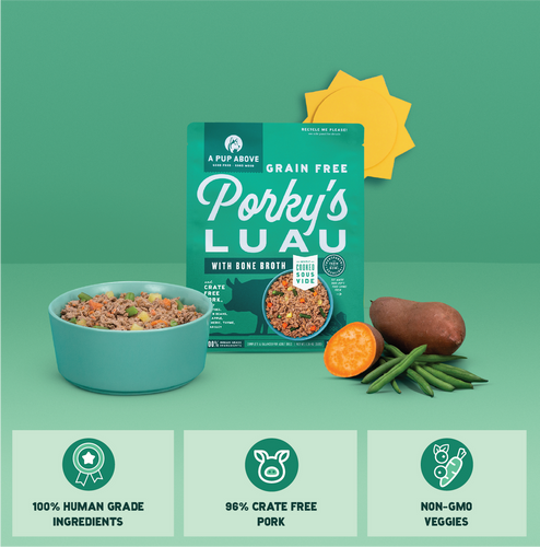 A Pup Above Porky's Luau Dog Food