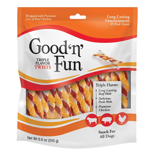 Good 'n' Fun Triple Flavor Twists Dog Treats