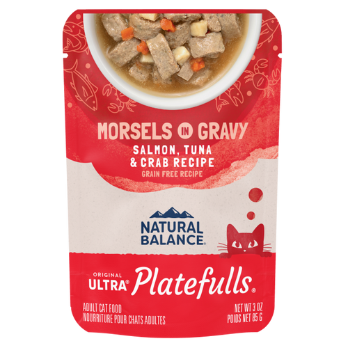 Natural Balance Platefulls Salmon, Tuna, & Crab Recipe Morsels in Gravy Cat Food