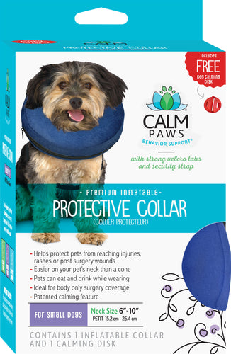 PROTECTIVE INFLATABLE COLLAR W/DOG CALMING DISK SM