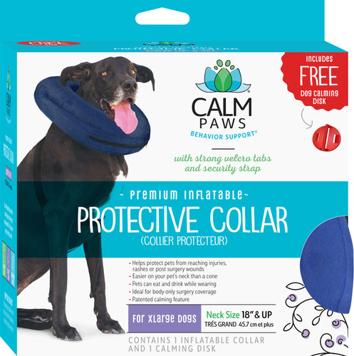 PROTECTIVE INFLATABLE COLLAR W/DOG CALMING DISK XL