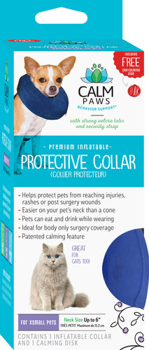 PROTECTIVE INFLATABLE COLLAR W/DOG CALMING DISK XS